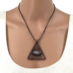 Evil Eye Pendant Necklace Rose Quartz Center Adjustable Length